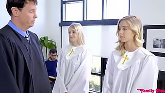 2 White Girls Enjoy A Desperate Church Session With A Desirable Brother